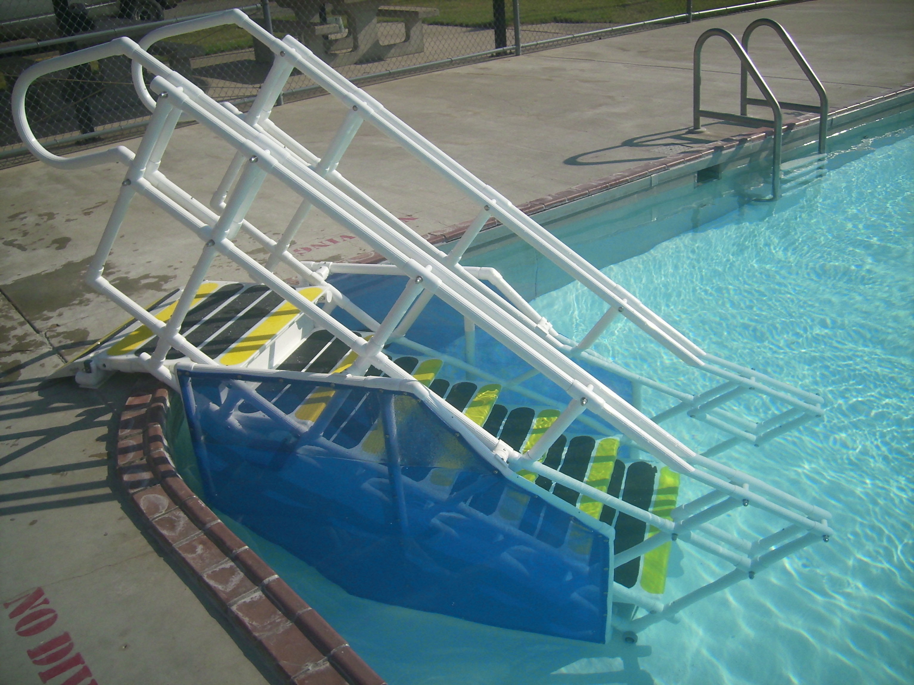 ADA pool steps with skirts
